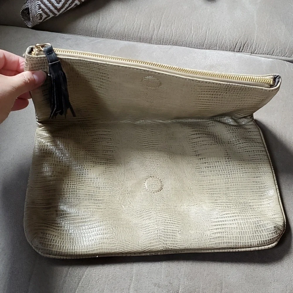 R + J - Romeo & Juliet Couture Faux Snakeskin Fold Over Clutch